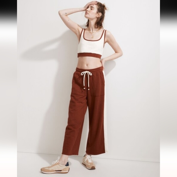 Madewell Rust Wide-Leg Pants with Cream Stripe - Picture 3 of 8
